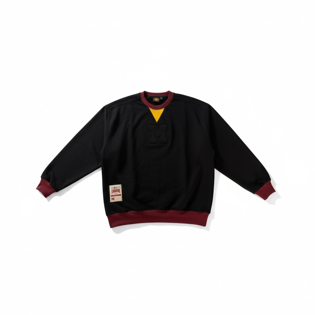 INDIOS X DLAB Embossed M French Terry Oversized PullOver (Black)