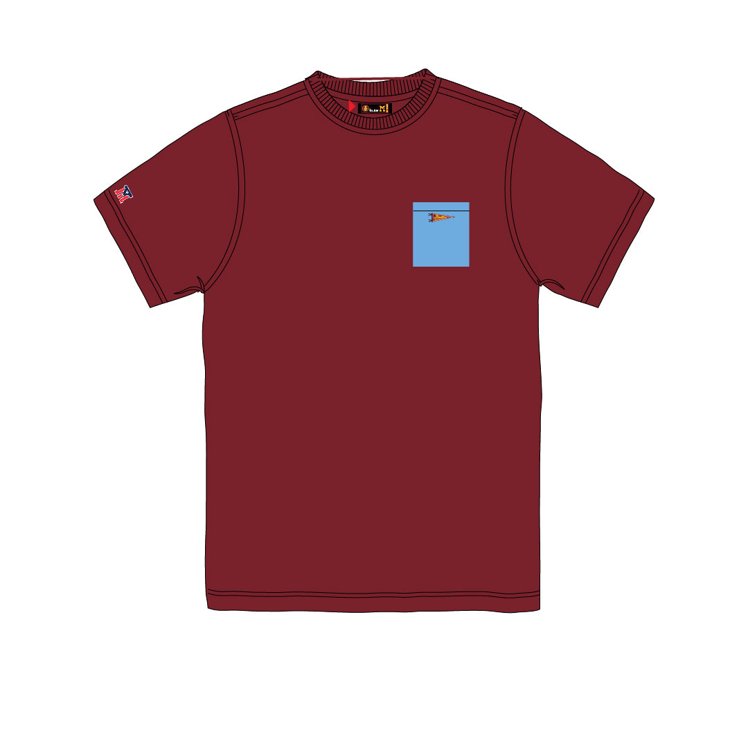 INDIOS Burgundy Small Embroidered Patch Pocket Tee