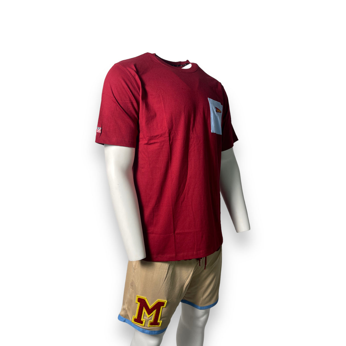 INDIOS Burgundy Small Embroidered Patch Pocket Tee