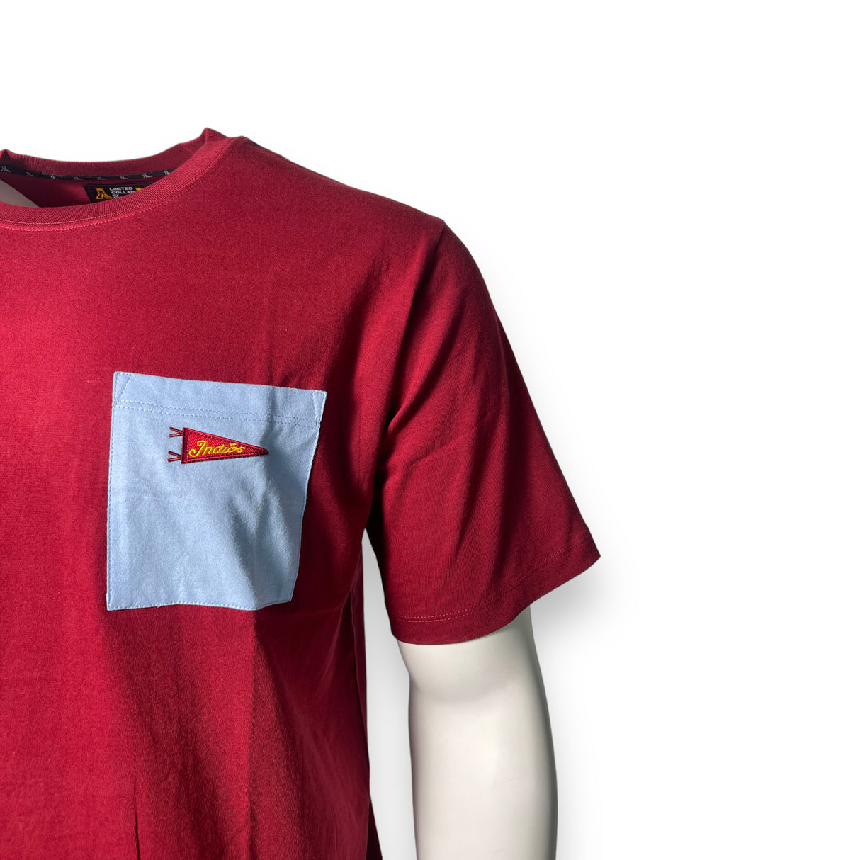 INDIOS Burgundy Small Embroidered Patch Pocket Tee