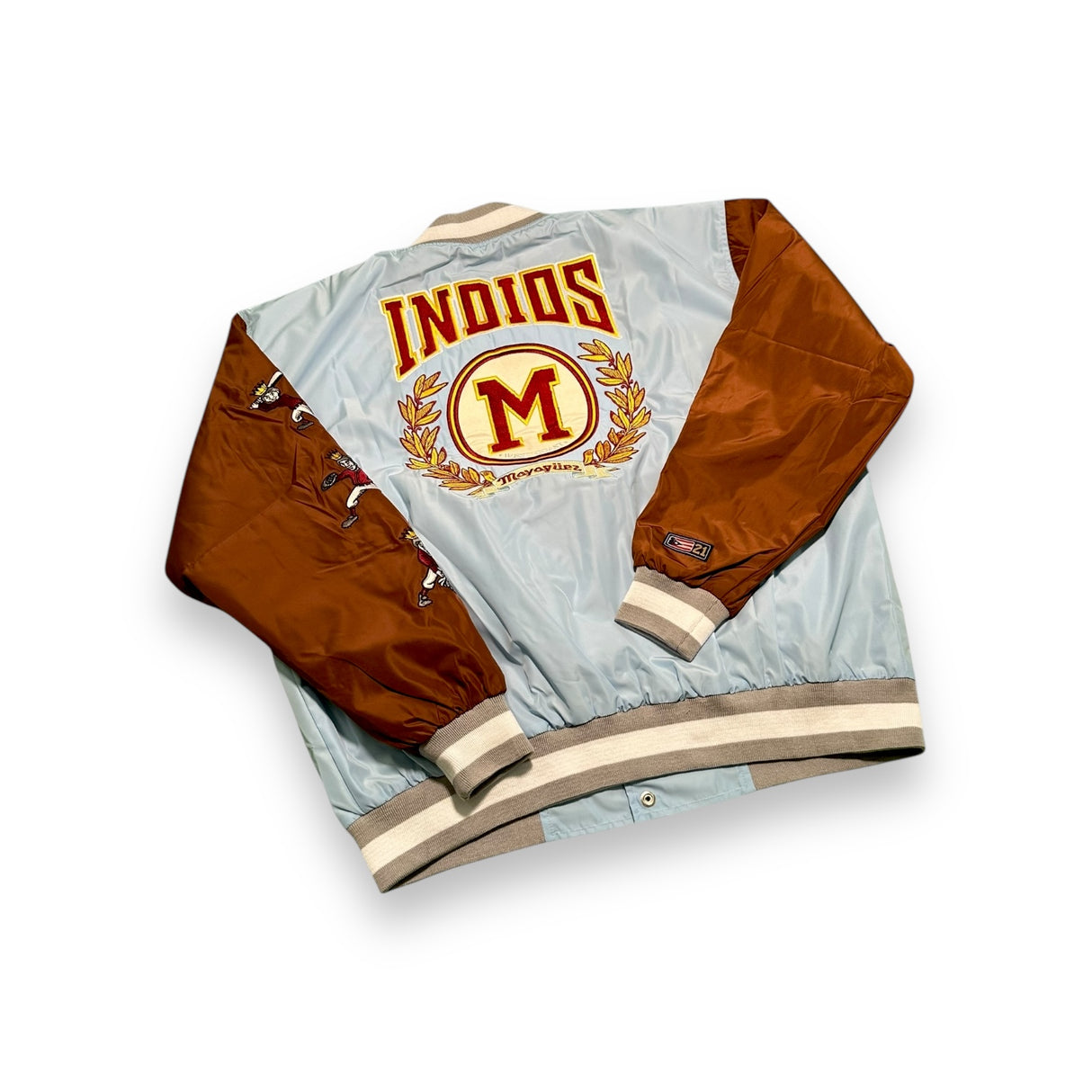 INDIOS X DLAB Sky Blue/Brown Bomber Varsity Jacket 2.0