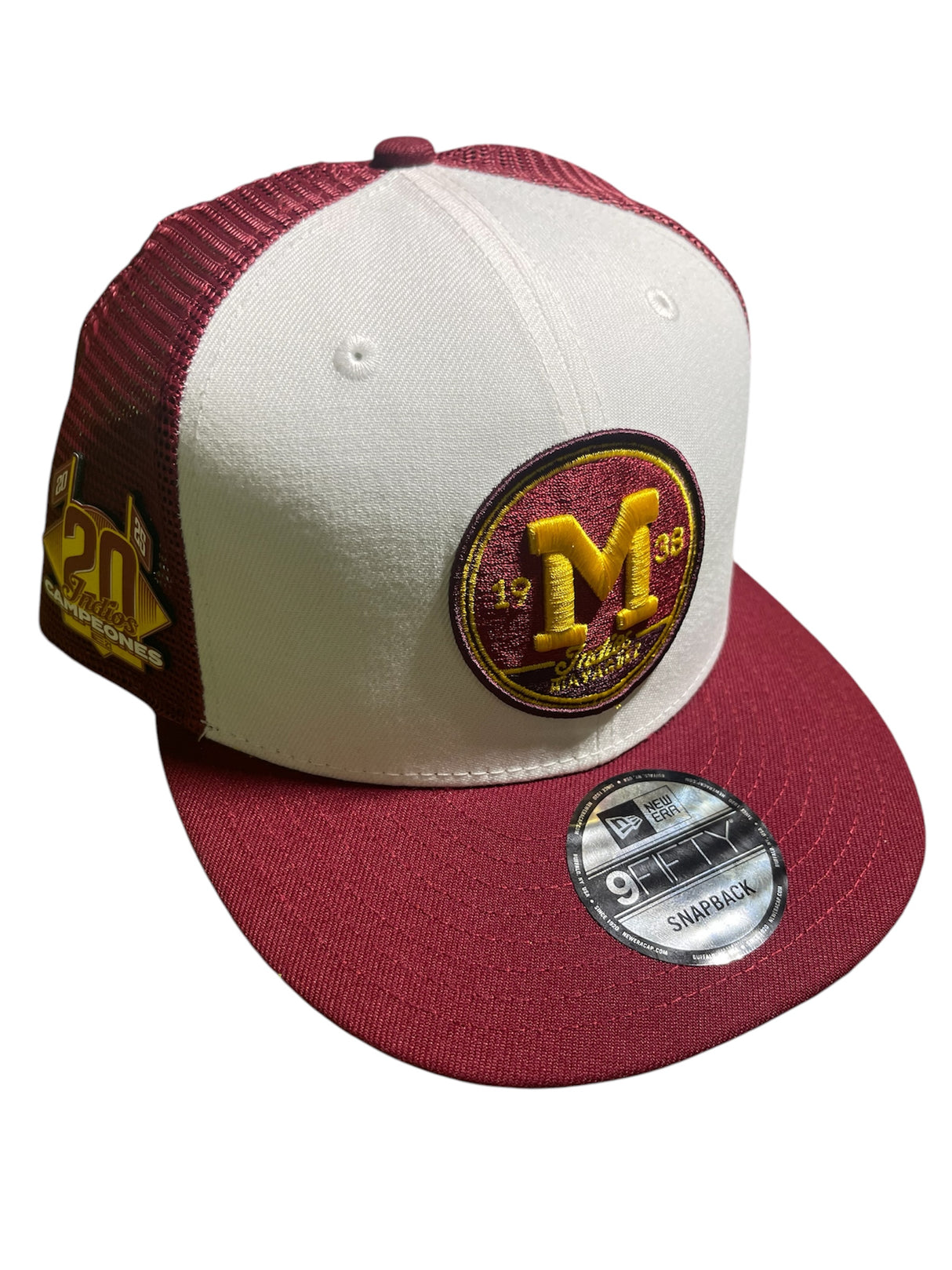 INDIOS x NEW ERA 9FIFTY 20 Champ SE Snapback Flat Trucker mesh.