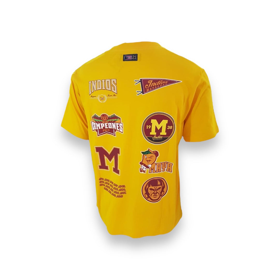INDIOS X DLAB Yellow Multi-Logo Tee